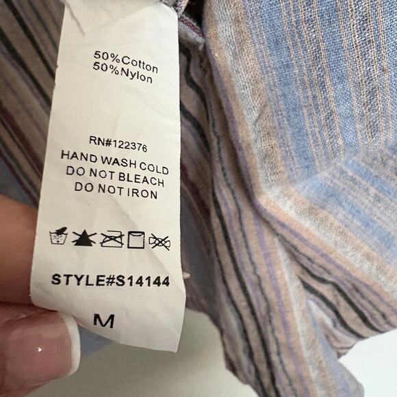 Mustard Seed striped romper M Cottagecore Light Academia Soft Modern Linen - Picture 7 of 7